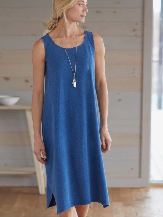J. Jill Dresses & Skirts - J Jill Pure Jill Indigo Blue Sleeveless Dipped Hem Dress